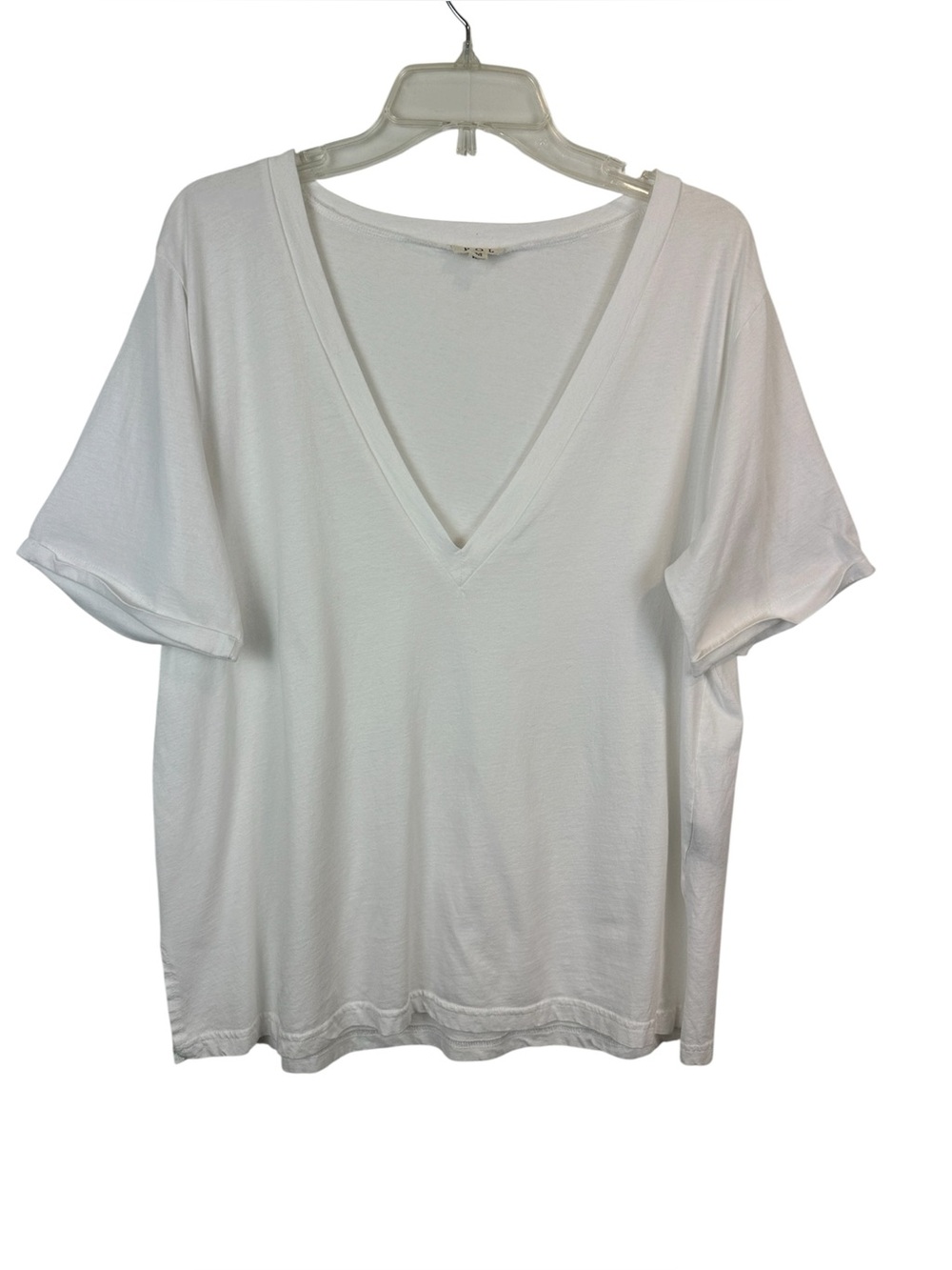 POL White Deep V Neck Slouchy Relaxed Fit Tee Medium Casual Minimalist Top M